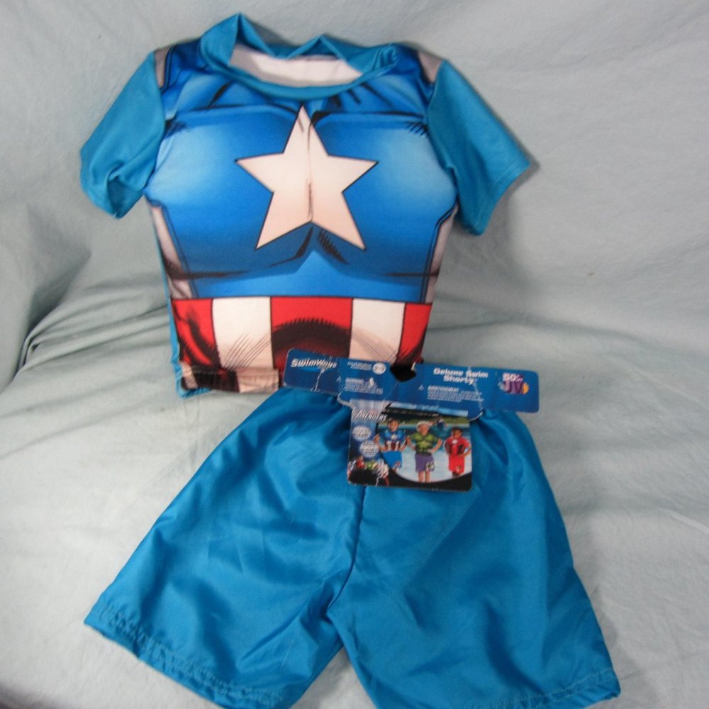Swimways NWT Captain America SM/Med 2-3 float shorty (w2174)